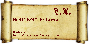 Nyókó Miletta névjegykártya